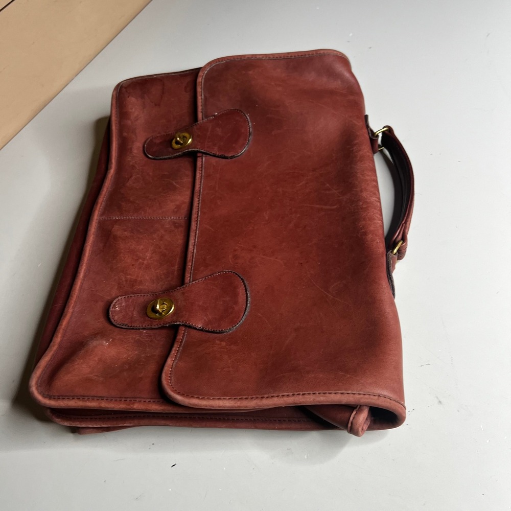 Vintage Coach Mahogany Leather Briefcase 034-1040 Made in USA Turnlock Bag - Picture 8 of 10